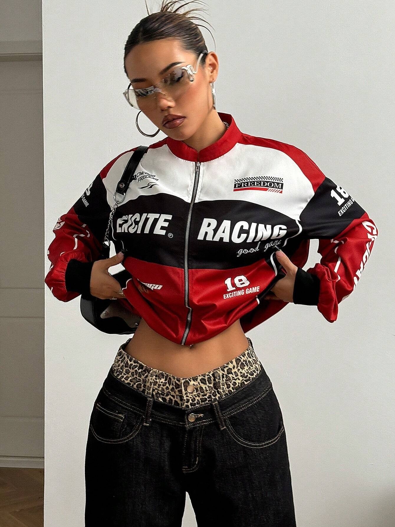 Contrastive Color Shoulder Bomb Jacket For Women