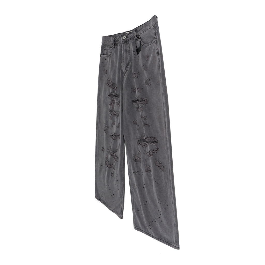 American Retro Distressed Double-layer Erosion Big Damage Canvas Overalls