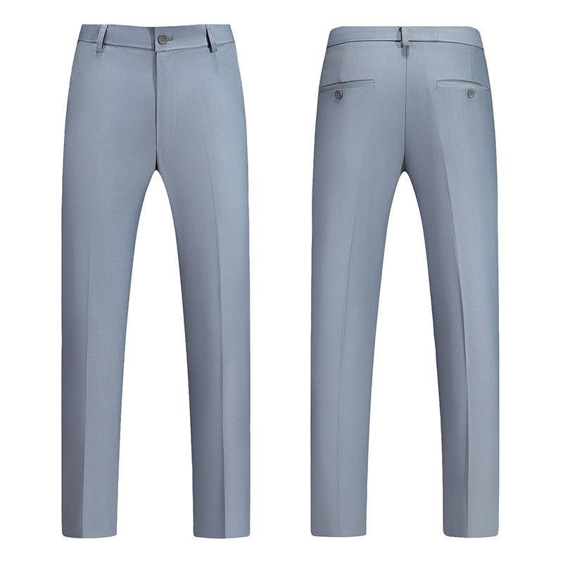New Boys Straight Solid Color Business Wear Draping Effect Casual Suit Pants
