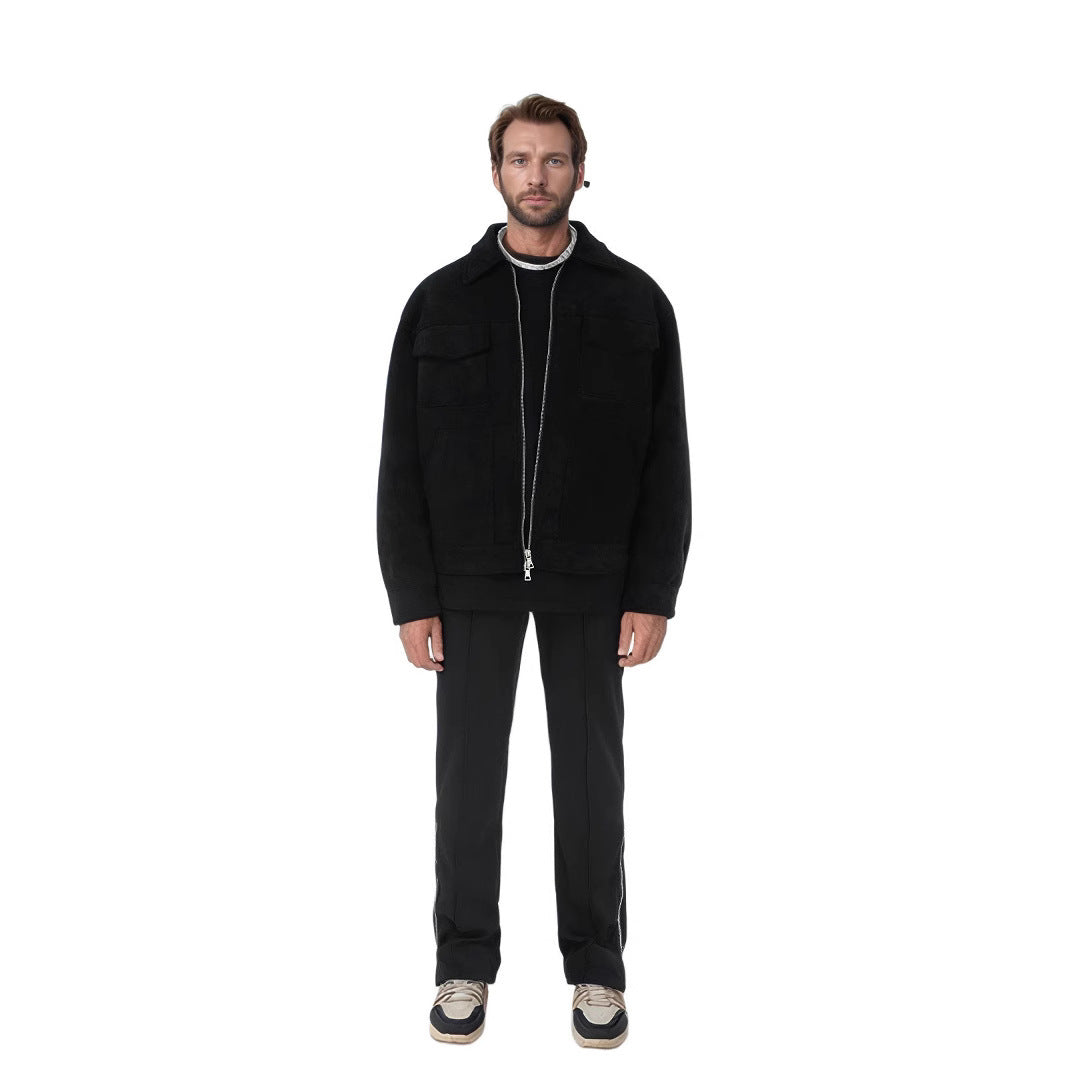 Fashion Men's Fur Zipper Big Pocket Jacket Coat