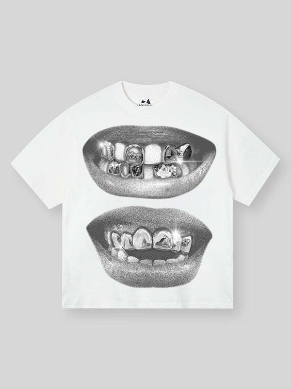 Street Vacation Style Hip Hop Pick-up Printed Loose T-shirt