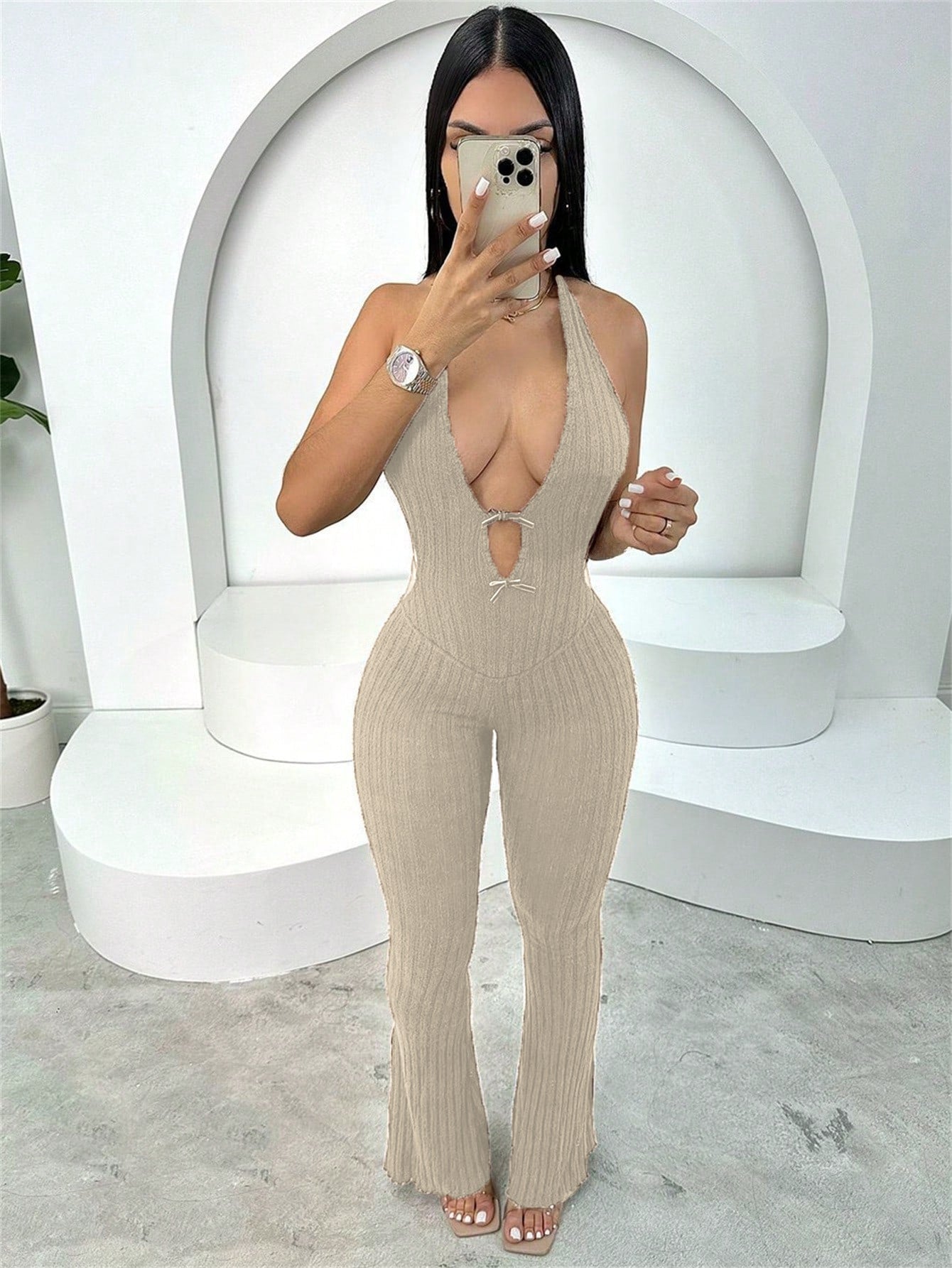 Halter Slim Fit Lace-up Backless Sexy Hot Girl Jumpsuit Women
