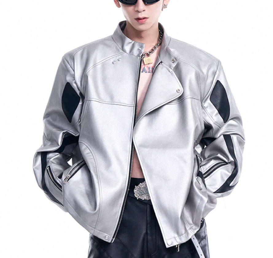 Oblique Placket Motorcycle Jacket