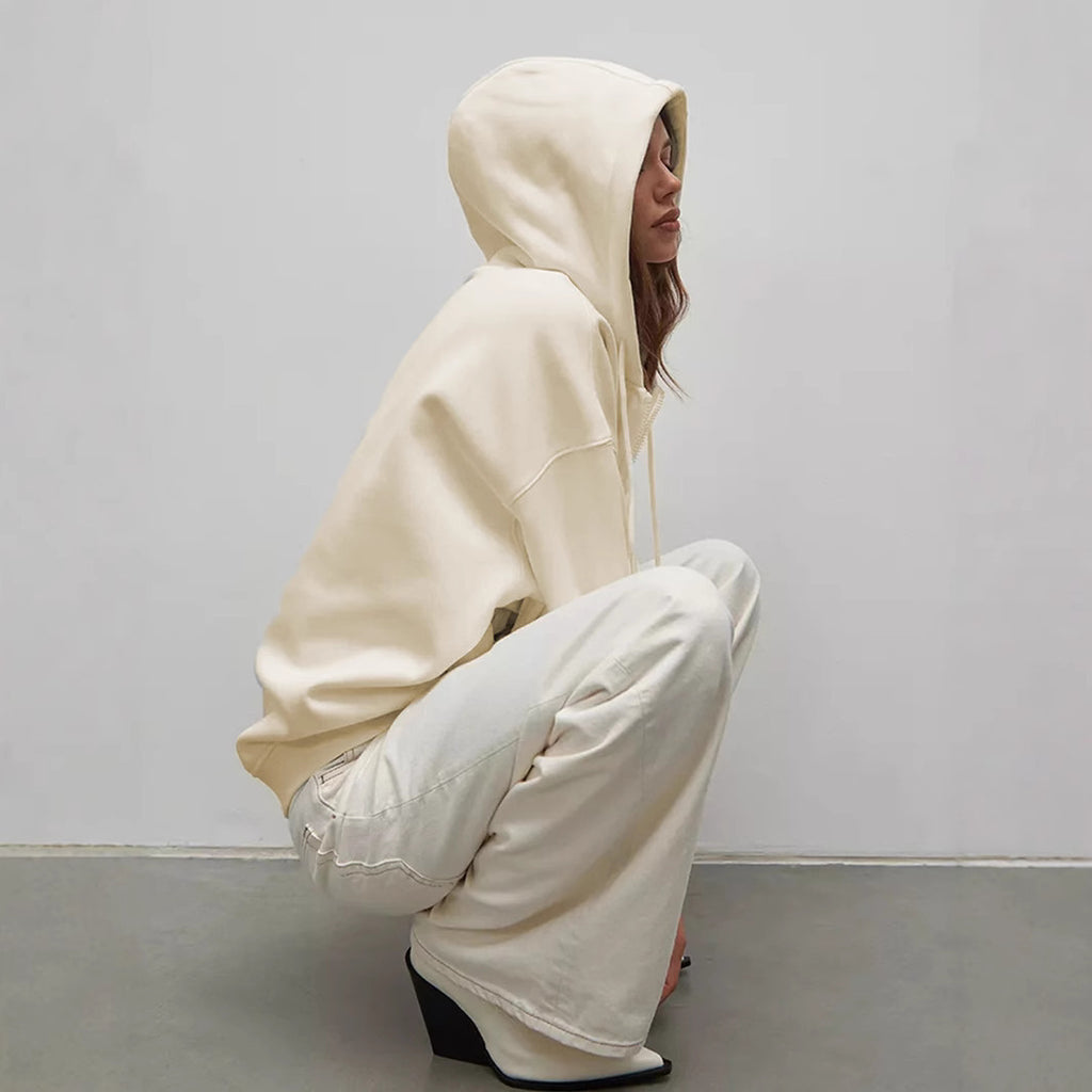 Plus Size Hooded Loose And Idle Fleece Padded Coat