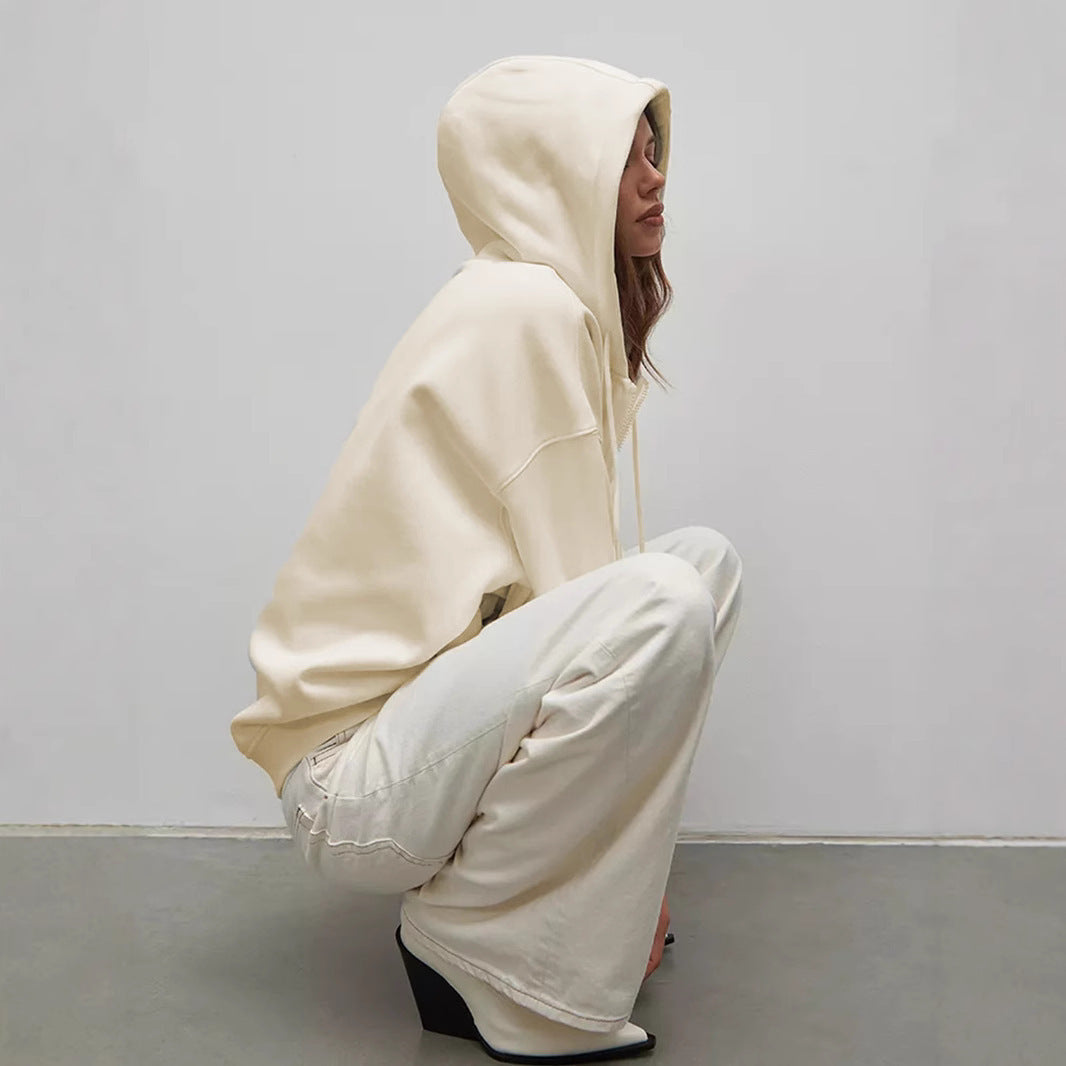 Plus Size Hooded Loose And Idle Fleece Padded Coat