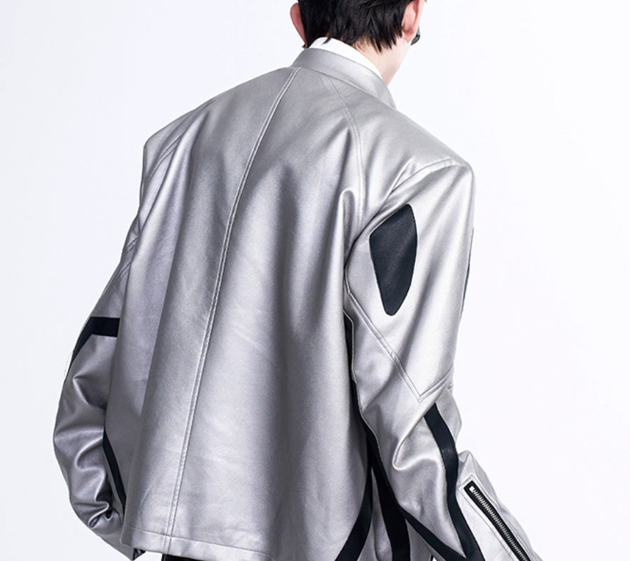 Oblique Placket Motorcycle Jacket