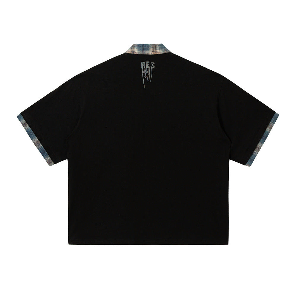 Men's Lapel Graffiti Printing Loose New All-match Short-sleeved Top