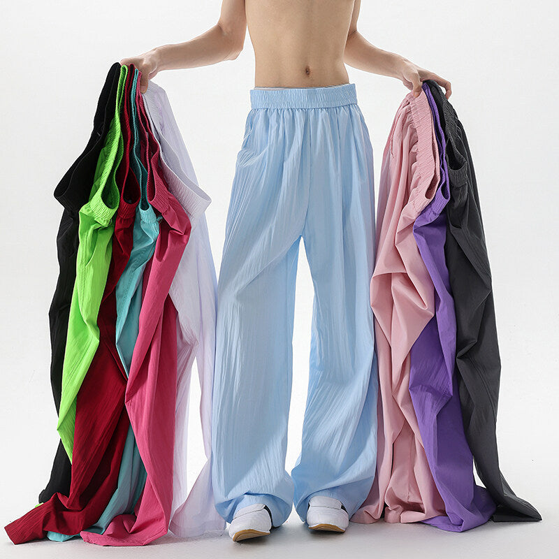 Basamine Ice Silk Drooping Curtain Lazy Men's Summer Mopping Wide-leg Casual Pants