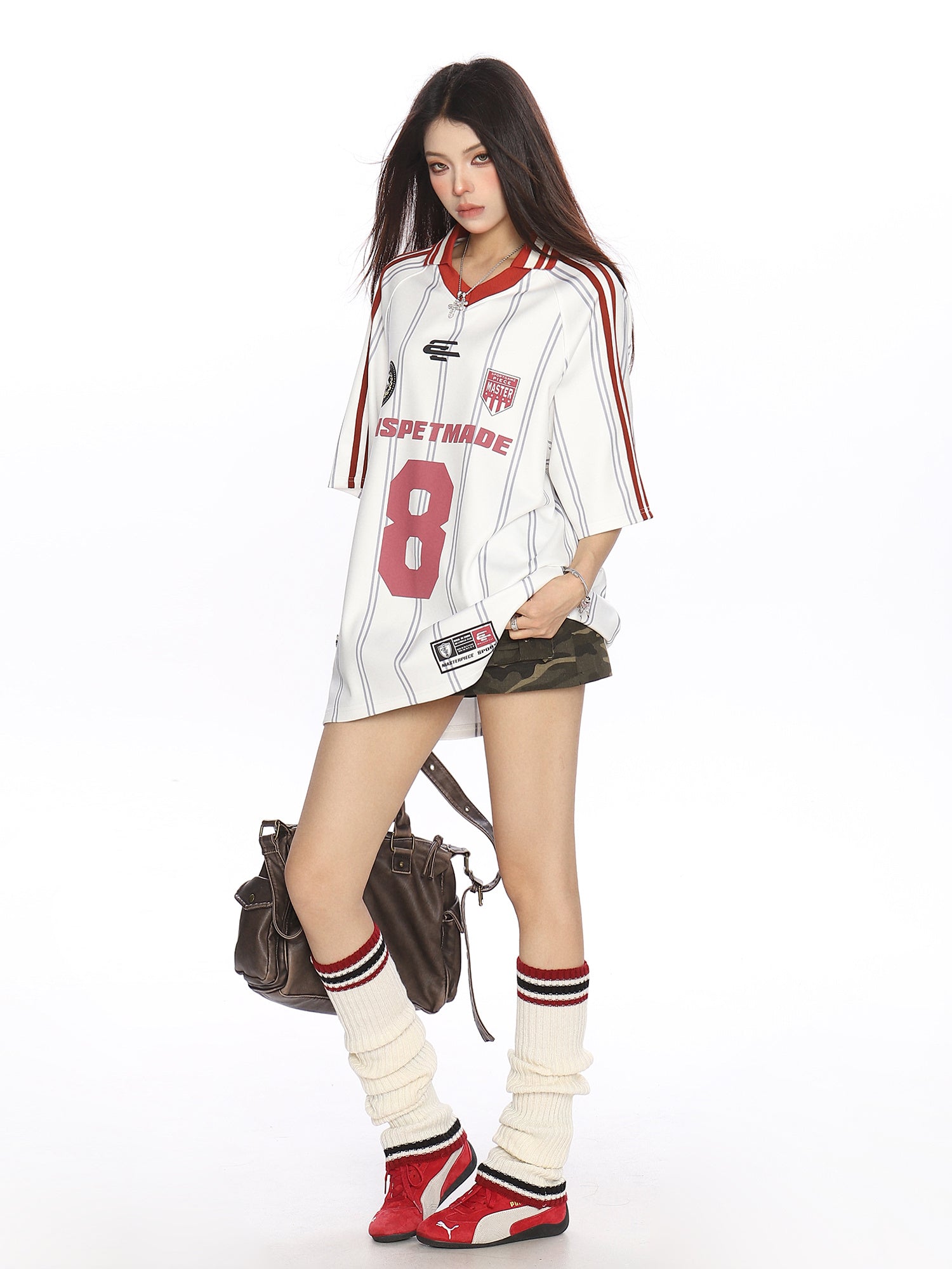 Sports Style Jersey Short-sleeved Casual Top Trendy Women